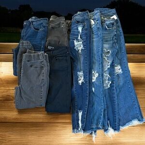 Assorted Denim and Gray Jeans Collection BUNDLE OF 8 pair